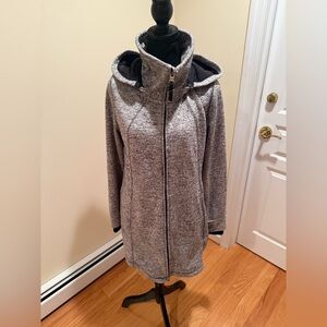 Calvin Klein Women's Gray Hoodie Teddy Jacket with pockets and inside pocket XL